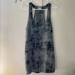Silence + Noise Green Gray Black Camo Abstract Tank Top